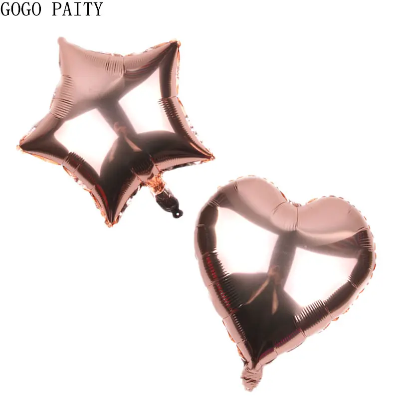 GOGO paity/Новинка, 18 дюймов, розовое золото, пятиконечная звезда, в форме сердца, алюминиевый воздушный шар, Детские праздничные надувные декорации для вечеринки