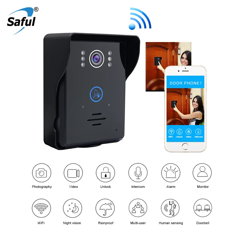 Видеодомофон Saful Wi Fi система ночного видения детектор движения видеодомофон с