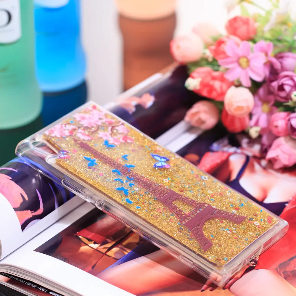 Зыбучий песок чехол для Sony Xperia XA1 Ultra G3212 G3221 динамический Жидкий блеск звезды