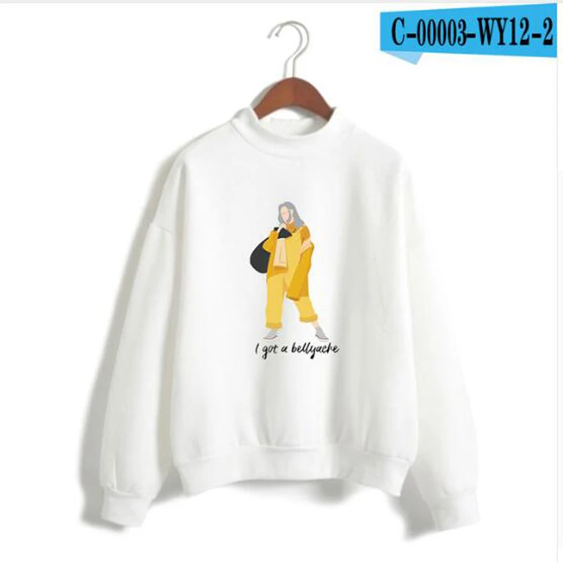 Новая мода Billie Eilish Розовая Толстовка Женская водолазка с длинным рукавом K-POP хип хоп Пуловер Джемпер Harajuku спортивный костюм - Цвет: 007