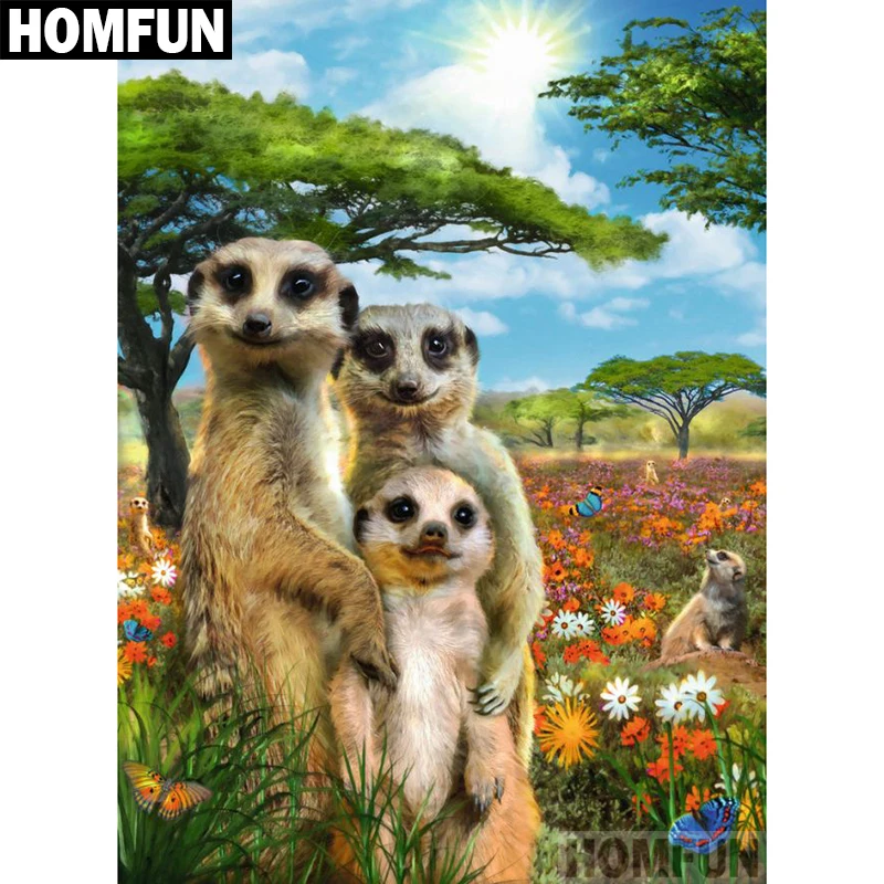 HOMFUN полностью квадратная/круглая дрель 5D DIY Алмазная картина &quotMeerkat family&quot