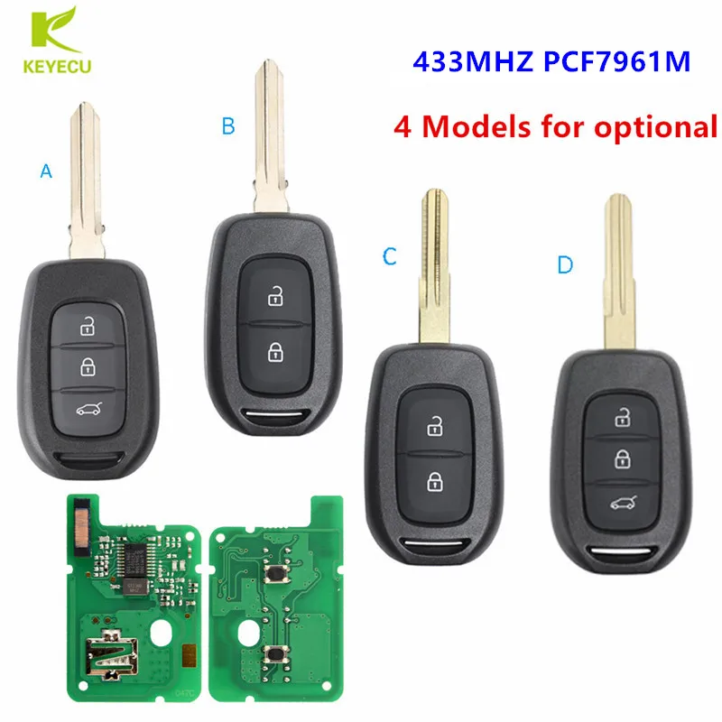 Запасной дистанционный ключ KEYECU 433 МГц PCF7961M для Renault Symbol Logan Duster Trafic Clio 4 Master 3 Dokker 2013
