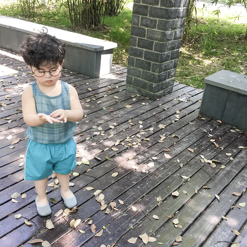 Детская одежда лето 2019 новая Корейская легкая хлопковая рубашка без рукавов для