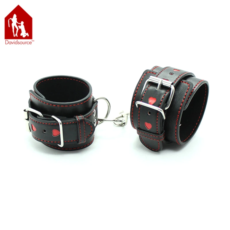 Davidsource сердце картины кожаные наручники с цепочкой и крюк Булавки-Стиль ремень