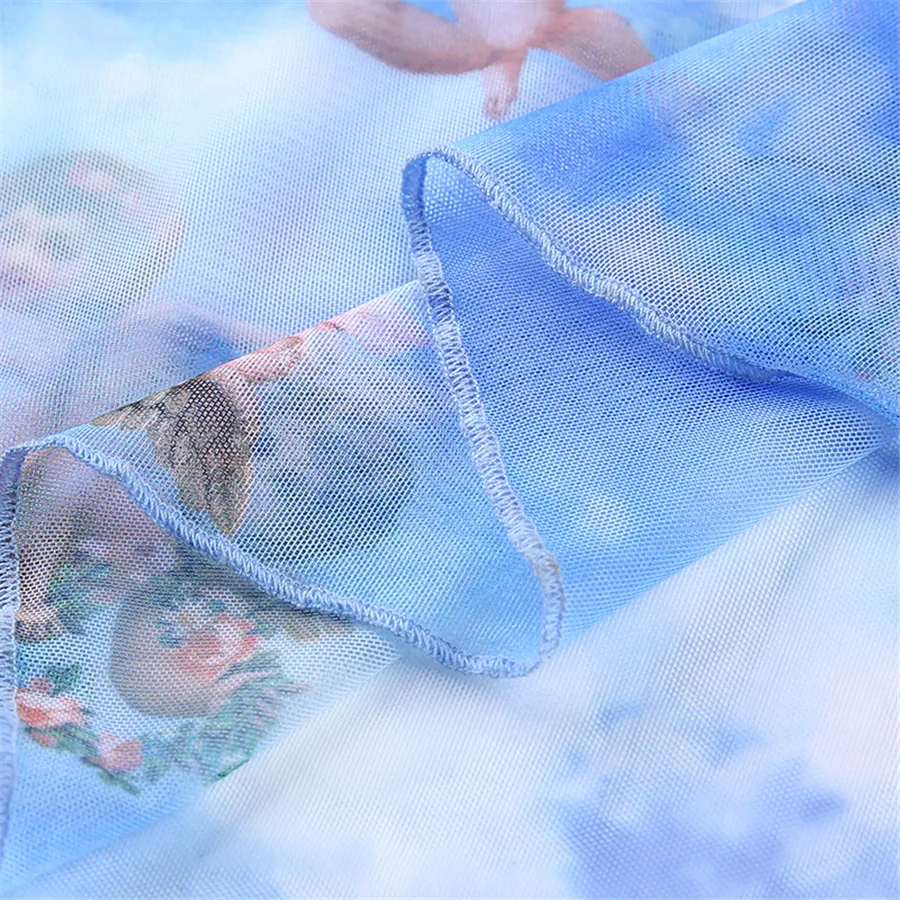 Женские сексуальные прозрачные сетчатые брюки с цветочным принтом пляжные