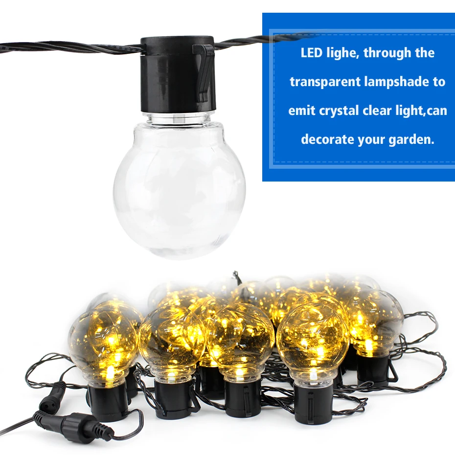 20Ft 6cm Bulb Globe String Lights With Clear Bulb Backyard Patio Lights Vintage Bulbs Decorative Outdoor Garland Wedding A1