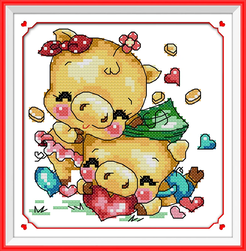 

Lovely pig (2) cross stitch kit 14ct 11ct count print canvas stitches embroidery DIY handmade needlework plus