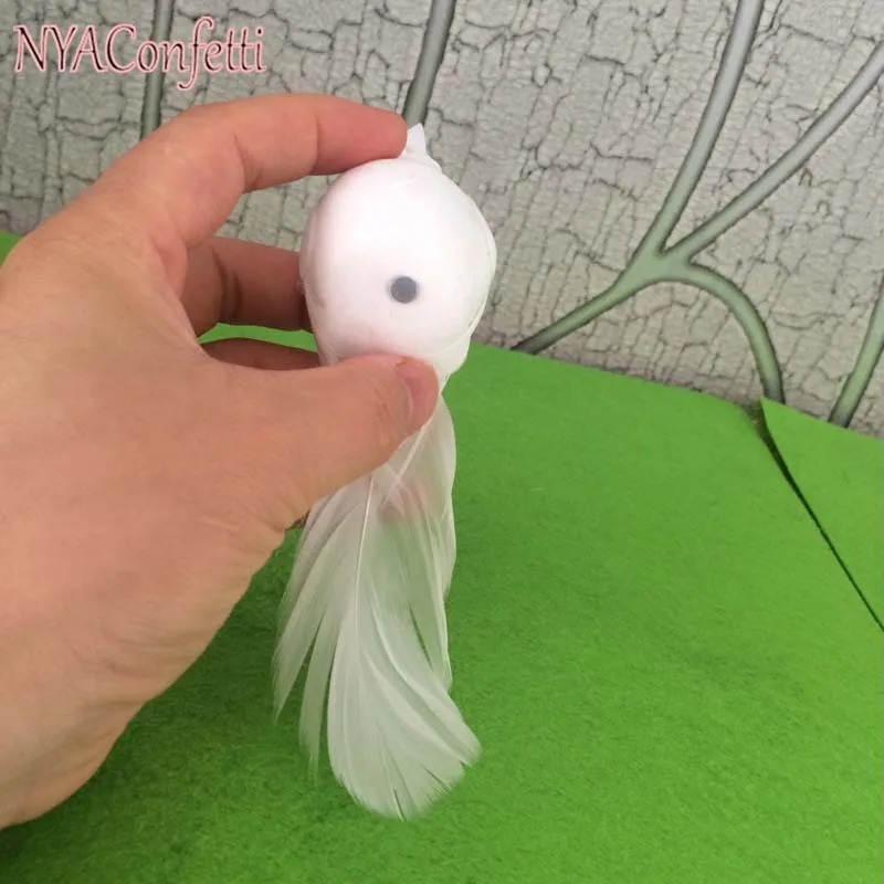 10PCS Artificial Foam Feather White Birds With Magnet Decorative Fake Doves for Wedding Party Home Garden Decoration gift favor |