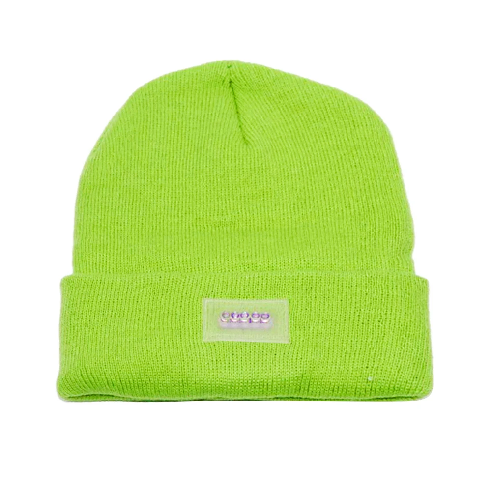 Fluorescent yellow Уличная зимняя теплая вязаная шапка 5 головной убор со светодиодами для рыбалки охоты кемпинга кепки для бега Вязание шерстяное шляпа с USB - Цвет: Fluorescent yellow