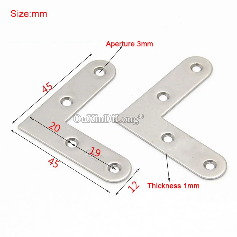 Новинка 100 шт. L-образные армированные скобы для мебели из нержавеющей стали