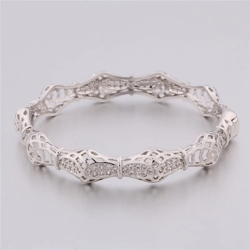 white gold plated BUDONG Infinity роскошный уникальный браслет для женщин серебро/золото-цвет Pulsera белый Фианит, циркон, кристалл свадебные ювелирные изделия XUZ023 - Окраска металла: white gold plated
