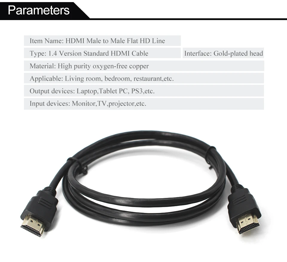 HDMI кабель 1080P HDMI 1,4 папа-папа Высокоскоростной HDMI адаптер 3D для ТВ PS3/4 проектор компьютерный монитор HDMI кабель