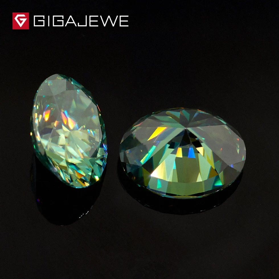 GIGAJEWE Муассанит овальной огранки зеленого цвета 6 мм X 8 мм 1.2ct бусины DIY драгоценный камень для изготовления ювелирных изделий подарок для девушки