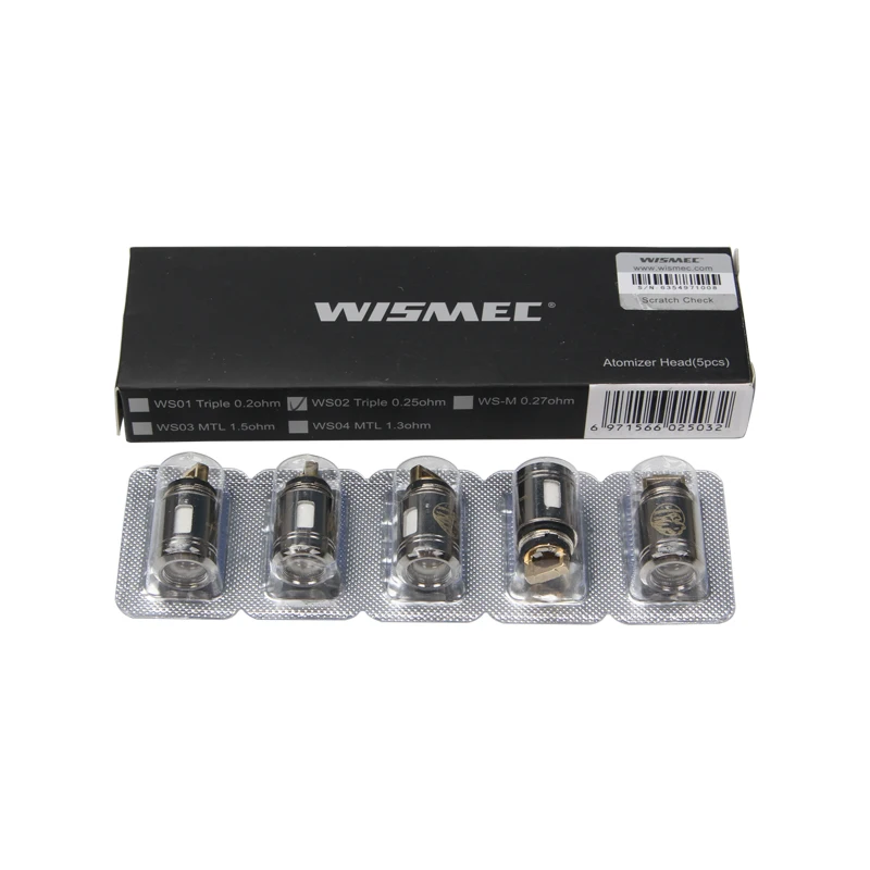 Оригинальные головки катушки WS01 Triple 0 2 Ом/WS02 25 Ом подходят для Wismec Sinuous FJ200 P80 Predator