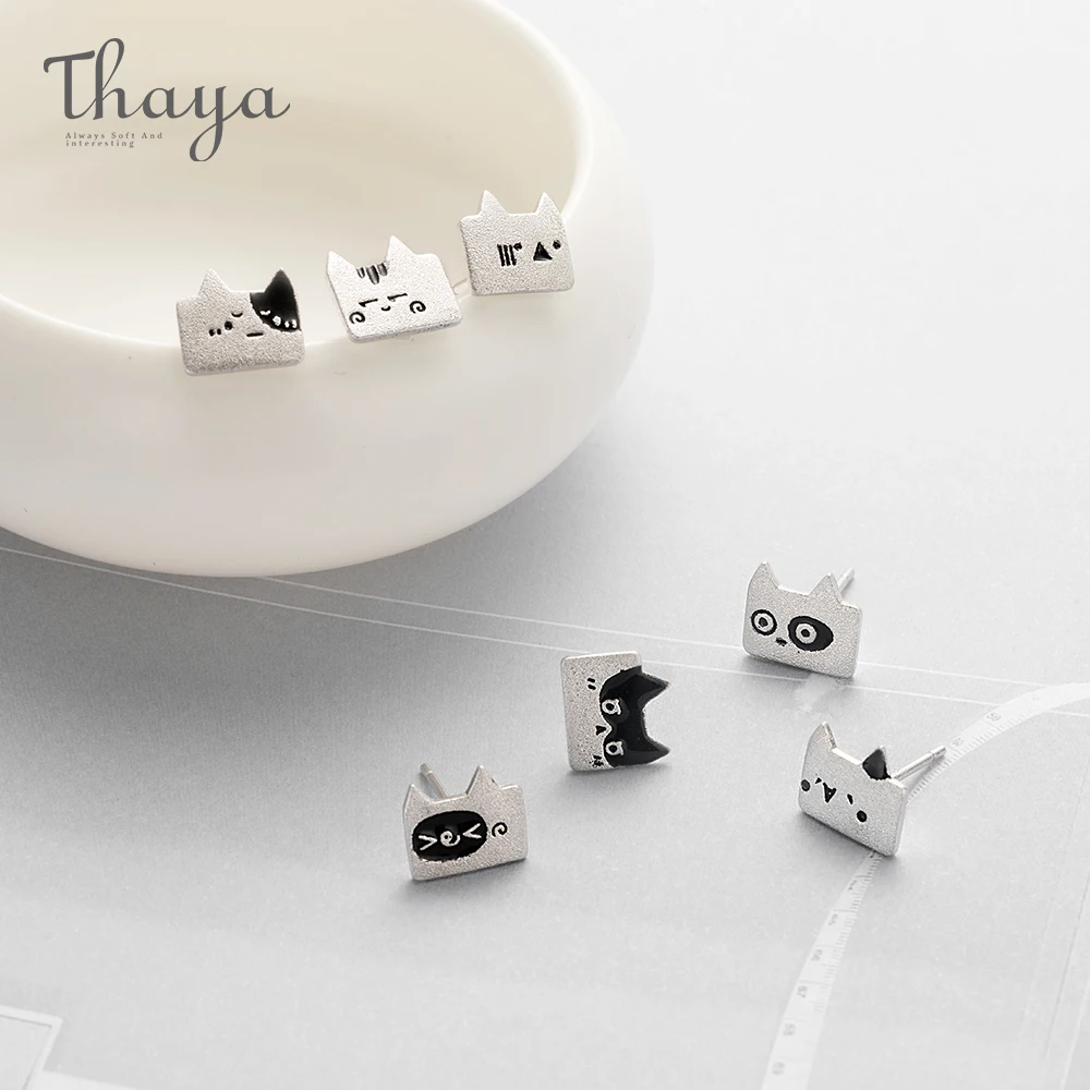 Thaya Expression Cat еженедельная серия S925 серьги-гвоздики животный дизайн для женщин ювелирный подарок