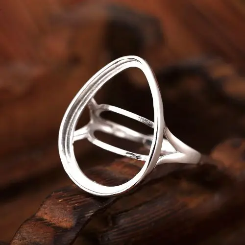 Стерлингового серебра 925 Обручение Свадебные Ring18x24mm позолоченная подвеска полу крепление вечерние Ювелирное Украшение с драгоценным камнем Настройка белого золота Цвет