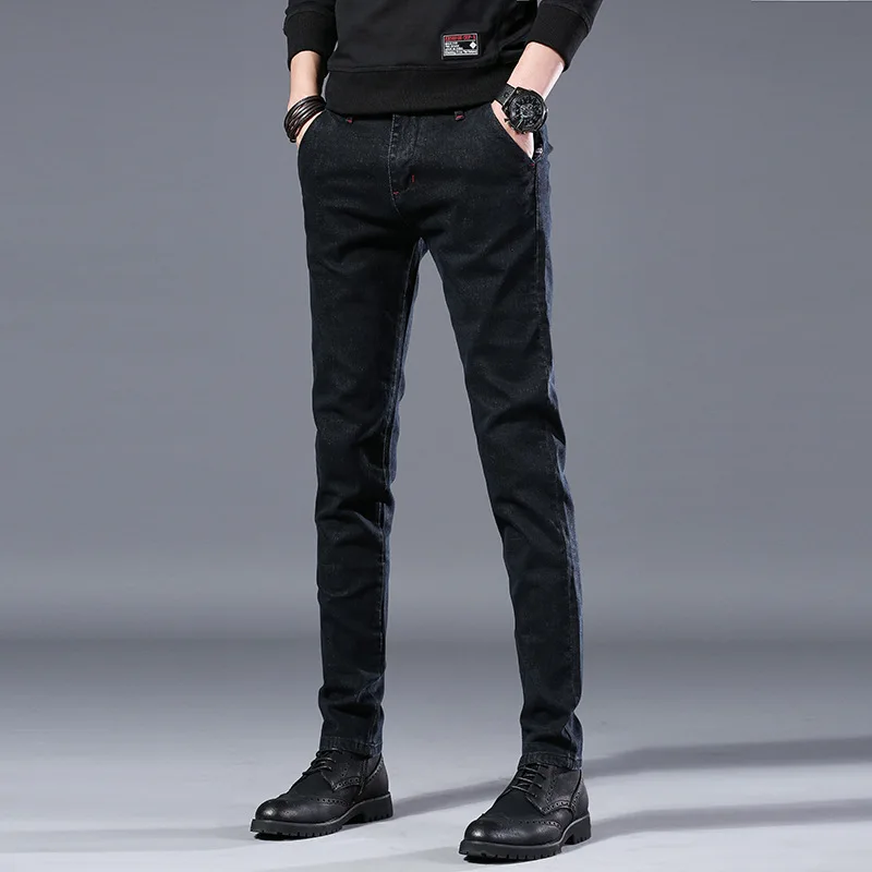 New Korean Style Men Jeans Slim Skinny Man Biker with Zippers Designer Stretch Fashion Casual Pants Pencils Trousers | Мужская одежда