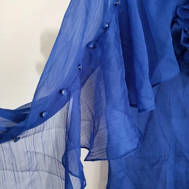 Женская шифоновая блузка TWOTWINSTYLE Весенняя с оборками и воротником стойкой