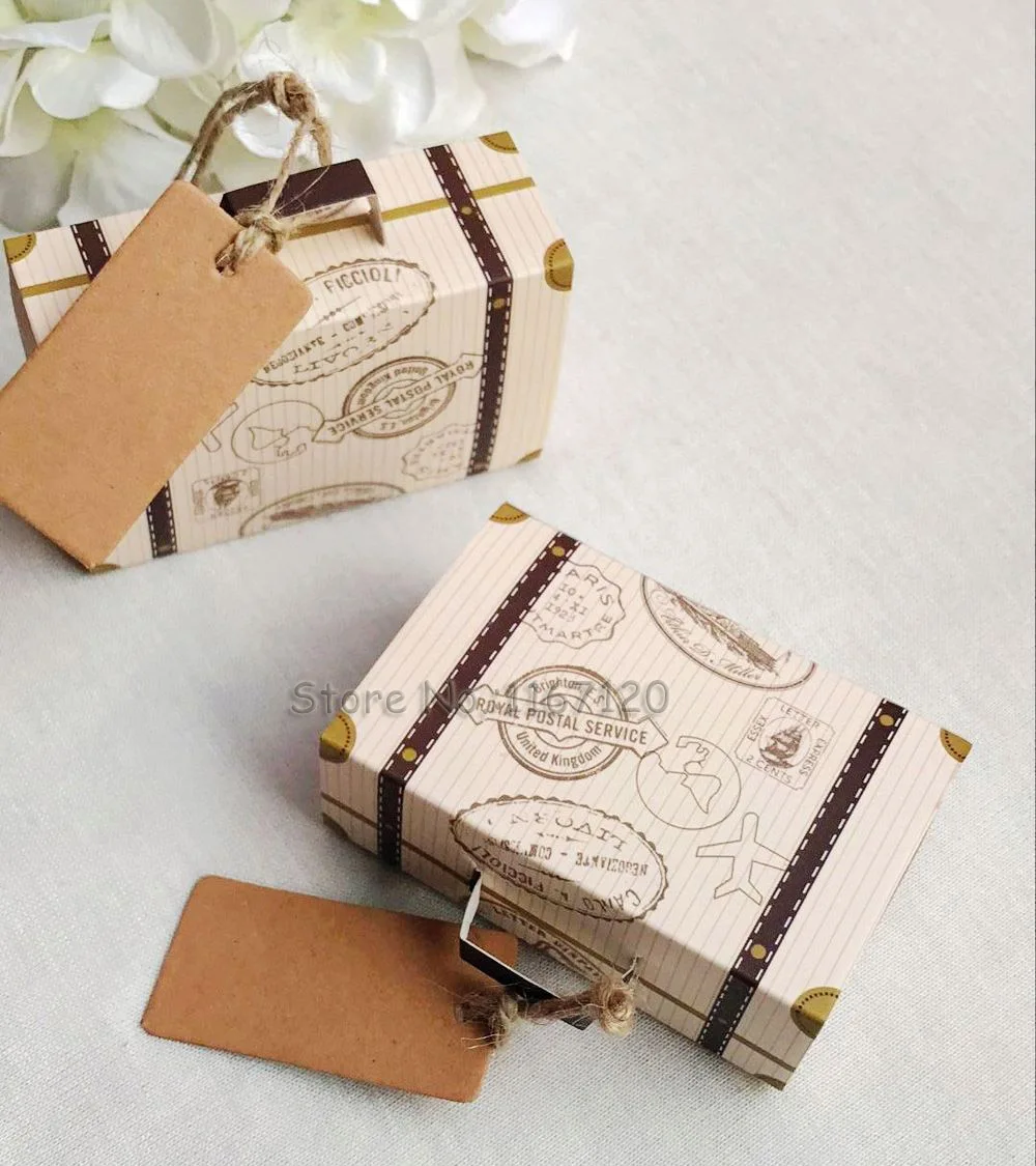 50 шт./лот винтажный чемодан коробка для свадебных конфет вечерние подарочные