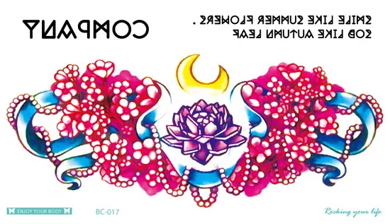 BC017 1 шт новая грудь флэш-Татуировка любовь лук дрейфующий бутылка чокер большой плечо рука татуировка на грудь хна тело/талия краска под грудью - Цвет: BC017