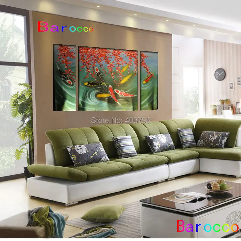 HUGE Canvas Wall Art Contemporary Abstract Oil Painting Koi Fish no frame | Дом и сад