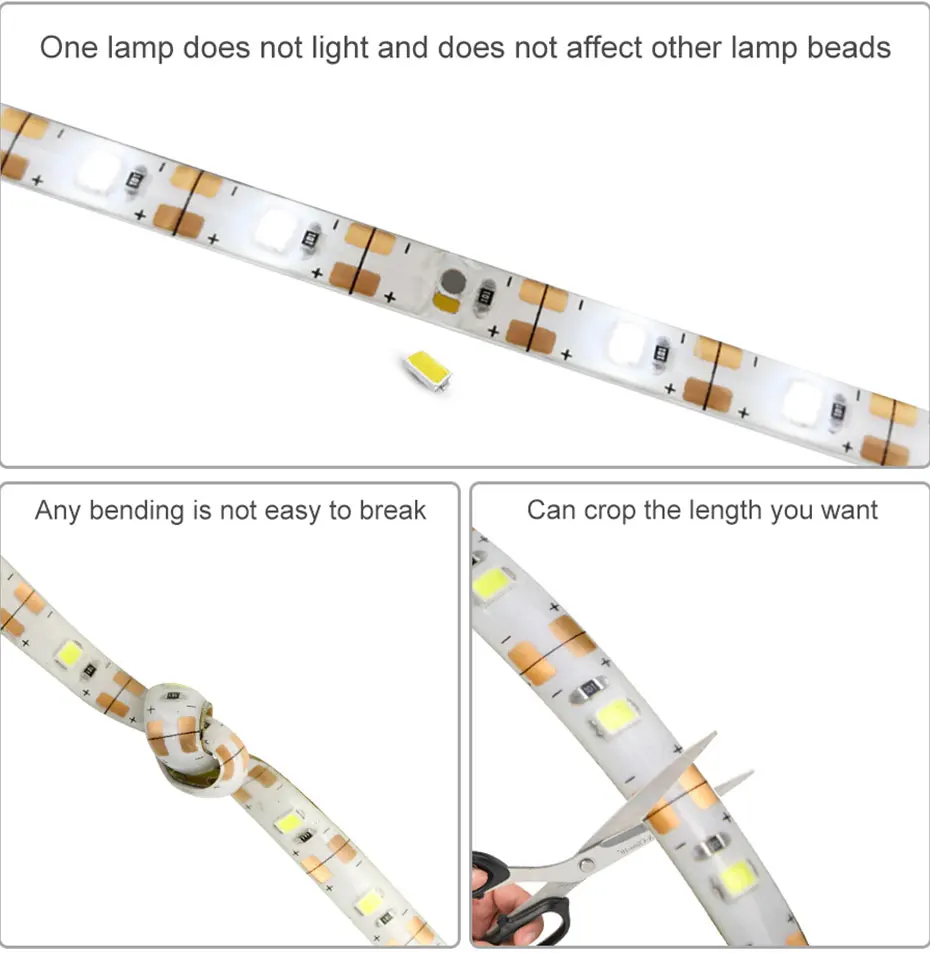USB Led Strip Light Waterproof DC5V 2835SMD Touch Dimmable Led Light Strip Diode Tape TV Background Lights Mirror Table Wardrobe
