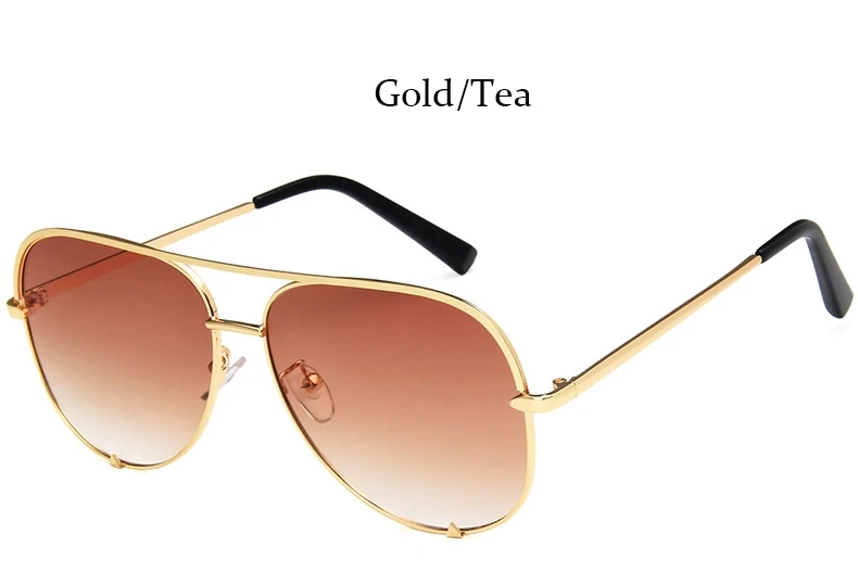 Gold Tea Черные роскошные солнцезащитные очки пилота женские Винтажные Солнцезащитные очки Модные оттенки розовые зеркальные солнцезащитные очки Женская металлическая оправа бренд - Цвет линз: Gold Tea