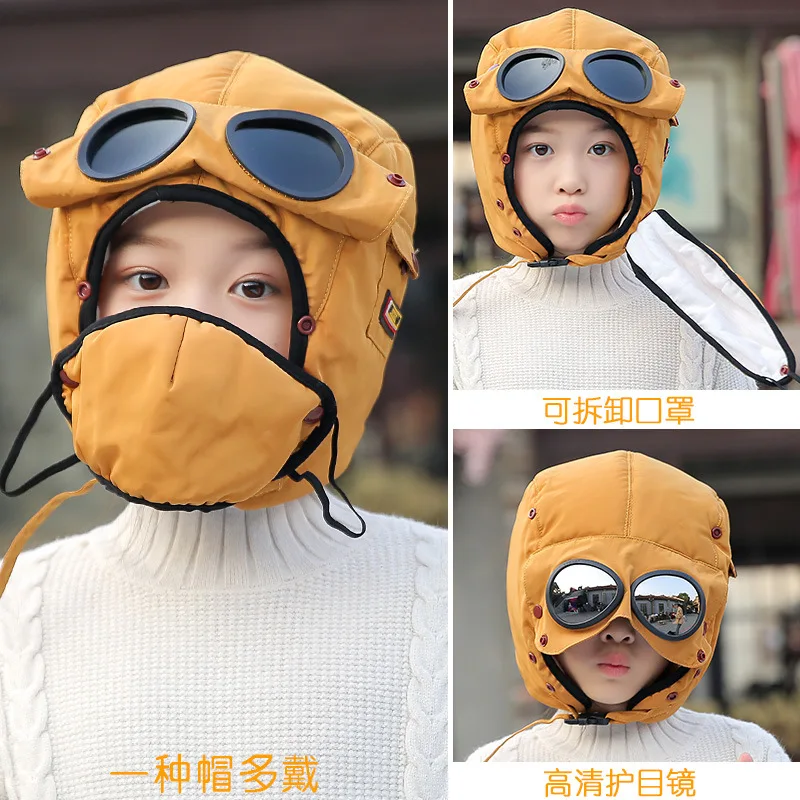 Новые зимние шапки для детей Skullies Beanies, вязаные бархатные шапки для маленьких детей, модные солнцезащитные очки для мальчиков и девочек, теплая шапка унисекс