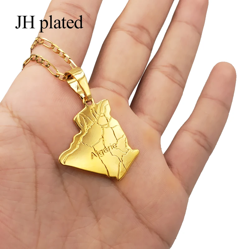 Ожерелье с подвеской в виде карты Алжира JHplated модные ювелирные изделия золотого