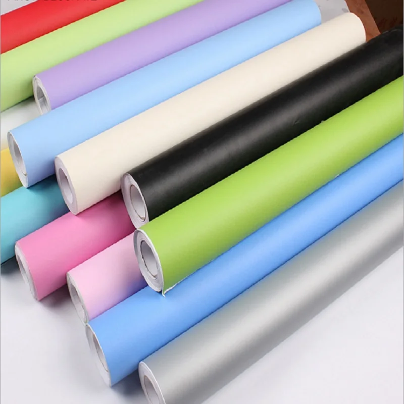 New Plain color thick PVC wallpaper self-adhesive solid color wallpapers bedroom living room decoration wall stickers waterproof