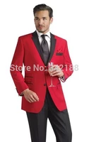 free shippingtwo buttons red groom tuxedos notch lapel best man groomsman men wedding suitsbest man suitswedding suitswe