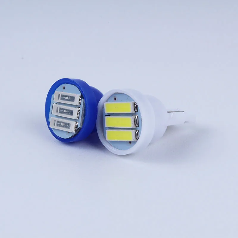 100 шт. T10 3 SMD 7014 светодиодный 3SMD 7020 1 Вт белый синий красный зеленый желтый W5W