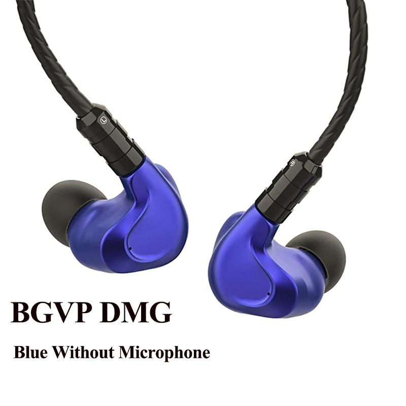 Blue No Mic BGVP DMG 2DD+ 4BA гибридные драйверы наушники-вкладыши металлический высококачественный монитор со съемным аудиокабелем MMCX и тремя насадками - Цвет: Blue No Mic