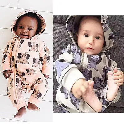 Одежда для новорожденных 2016 комбинезон + шляпа звериного стиля с капюшоном