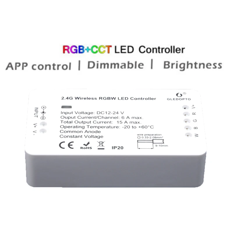 1* Беспроводной светодиодный пульт дистанционного управления RGB+ CCT/RGBW Номинальное напряжение DC 12-24 В совместим с большинством ZigBee ZLL диммер 3,0 шлюзов