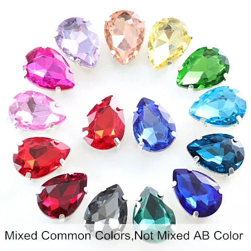 Mixed Colors Каплевидные разноцветные стеклянные стразы шьют на Стразы с капелькой в виде когтей хрустальные пришивные стразы для свадебного платья B2676 - Цвет: Mixed Colors