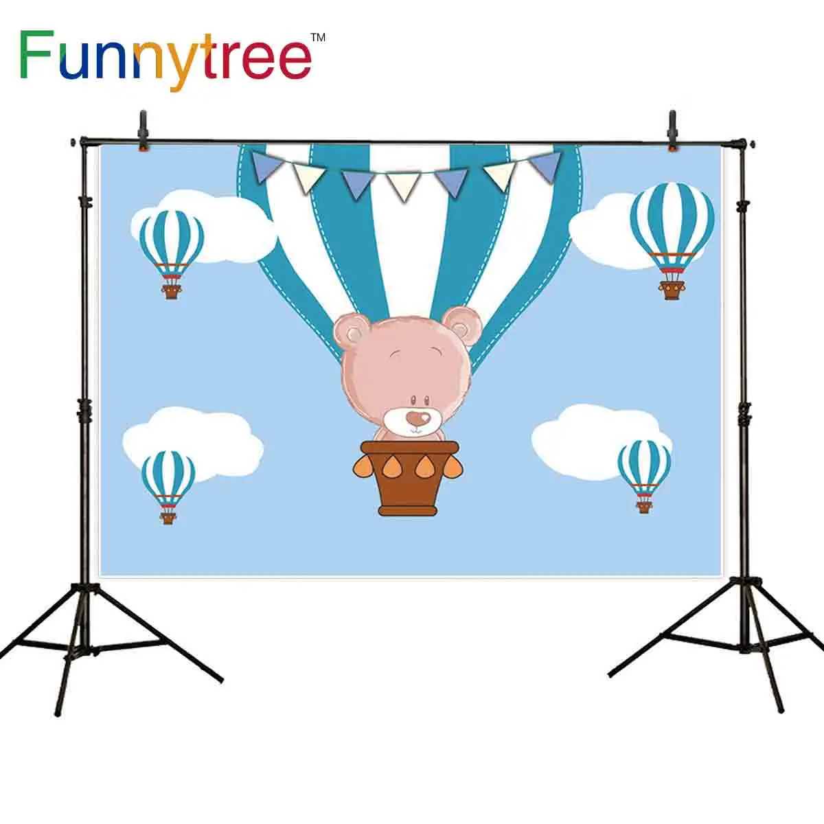 

Funnytree photography hot air balloon backdrops blue sky clouds baby birthday party background photophone photocall boda fond