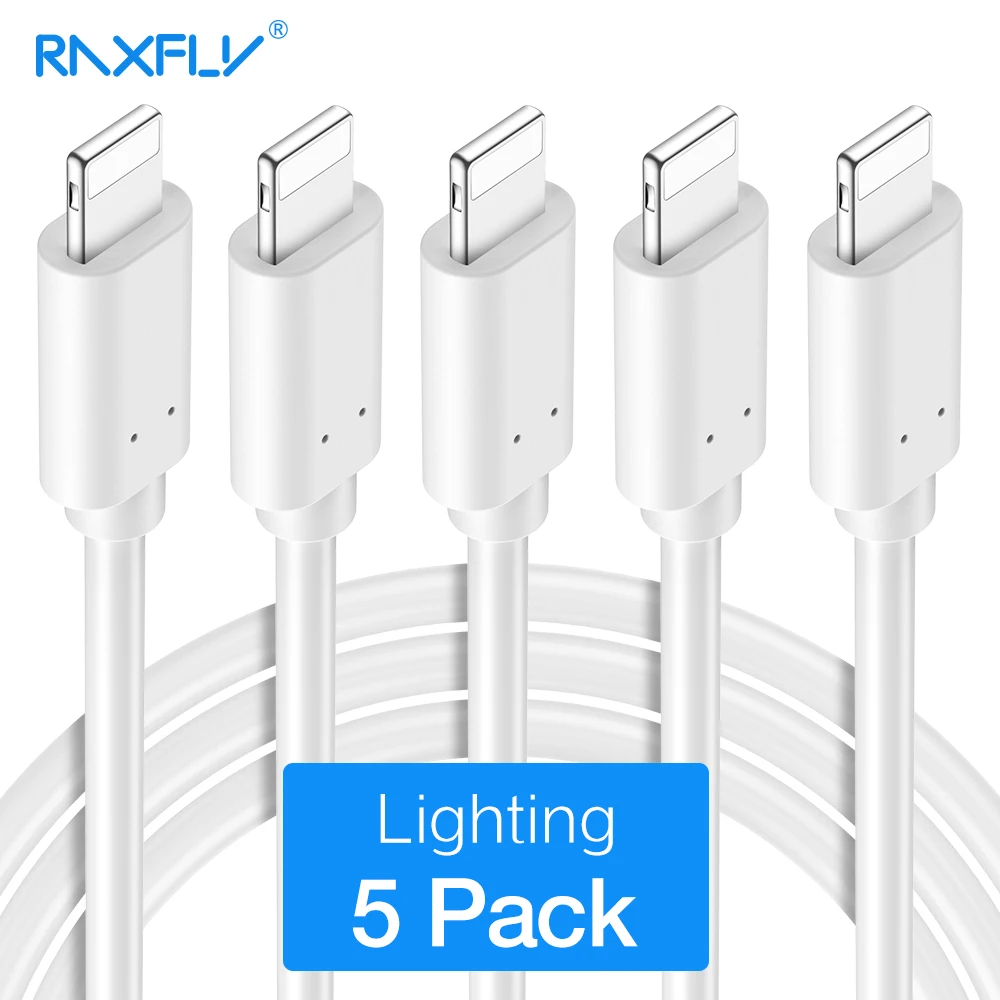 5 шт./лот кабели RAXFLY USB кабель для iPhone 8 7 плюс Быстрая зарядка В/2A Lightning/usb 6 6s