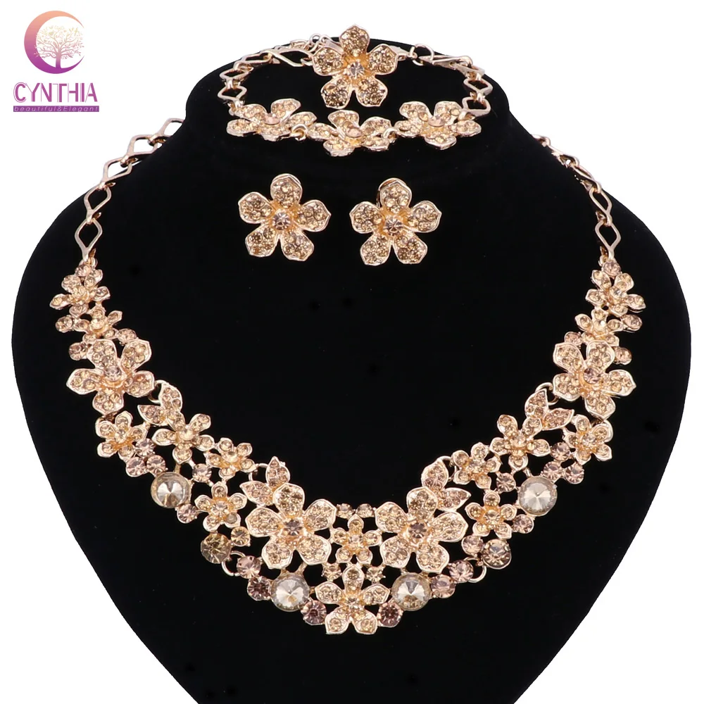 Набор украшений со стразами для женщин Свадебные африканские бусы вечерние