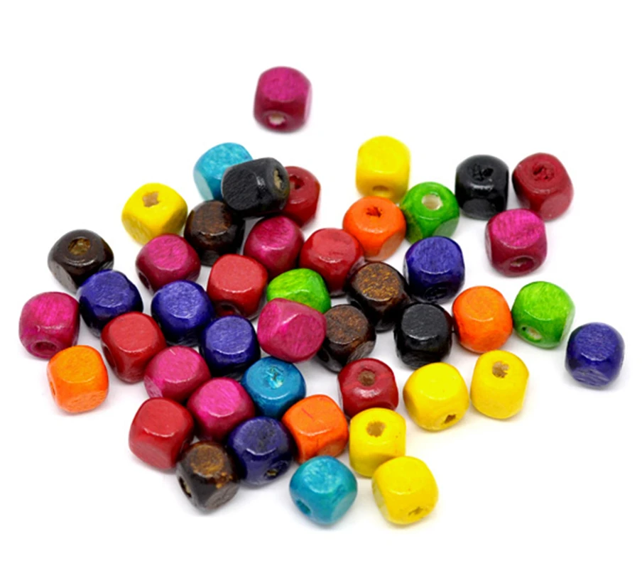 DoreenBeads 300 Смешанные квадратные деревянные кубики разделительные бусины 8х8мм (B11022)