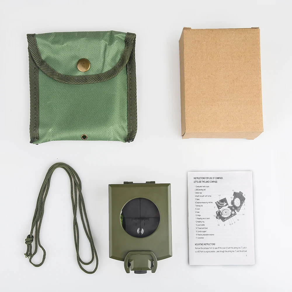 Многофункциональный компас полностью металлический военный водонепроницаемый высокой точности с уровнем пузырька для активного отдыха на открытом воздухе.