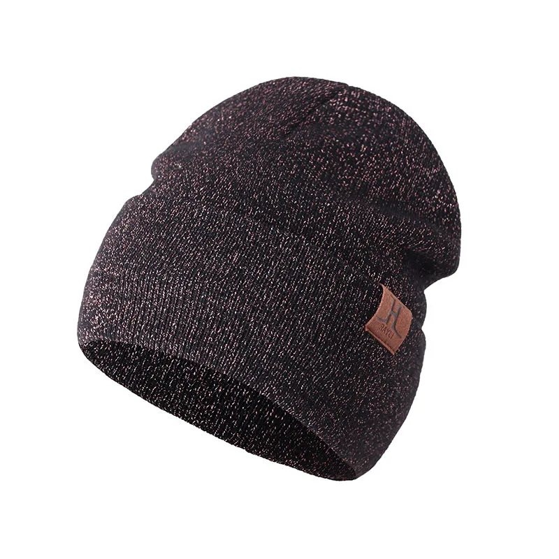 black C Женская шапка Beain тёплые вязаные шапки шерсть зима осень Skullies Beanie hat Женские однотонные черные женские уличные шапки - Цвет: black C
