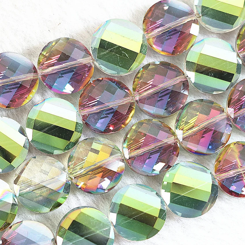 Новое модное с зеленым кристаллом стекло АБ Цвет 14 мм Круглые граненые свободные