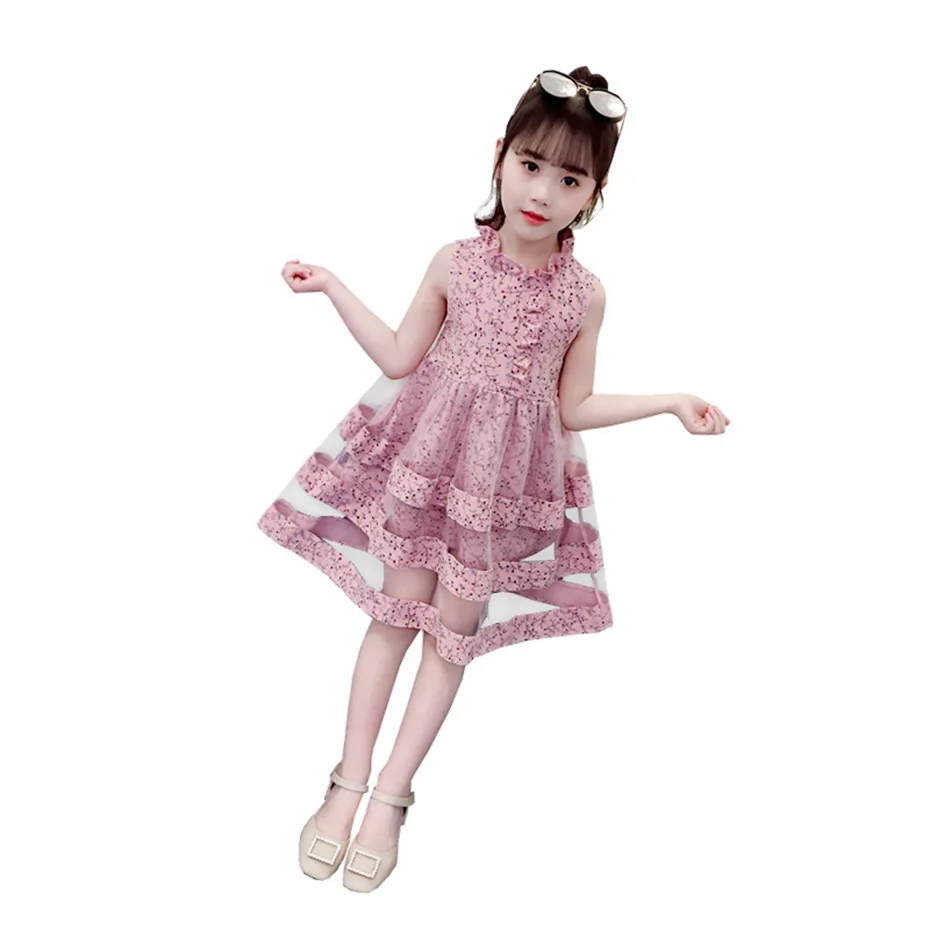 Платье для девочек летнее пляжное платье с цветочным рисунком нарядное без