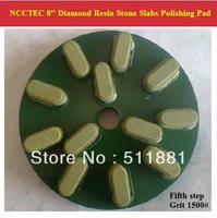 [5th step] 8'' Diamond Polishing Pads for Stone Slabs | 200mm resin marble granite Basalt slab polishing tools | 12 segments