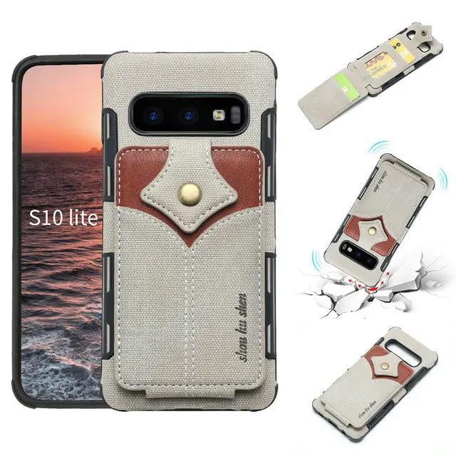 Чехол со слотом для карт для Etui samsung S10Plus, чехол для samsung S10 5G, тканевый флип-чехол для samsung Galaxy S10 Plus S10E S10 E Shield