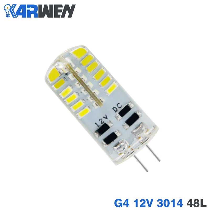 KARWEN 10 шт./лот G4 G9 Светодиодный лампа SMD3014 2835 3 Вт 5 Вт 7 Вт 9 Вт AC/DC 12V AC 220V 24 48 64 104 светодиодный s люстра 360 градусов с украшением в виде кристаллов пятно - Испускаемый цвет: 12V 3014 48Leds