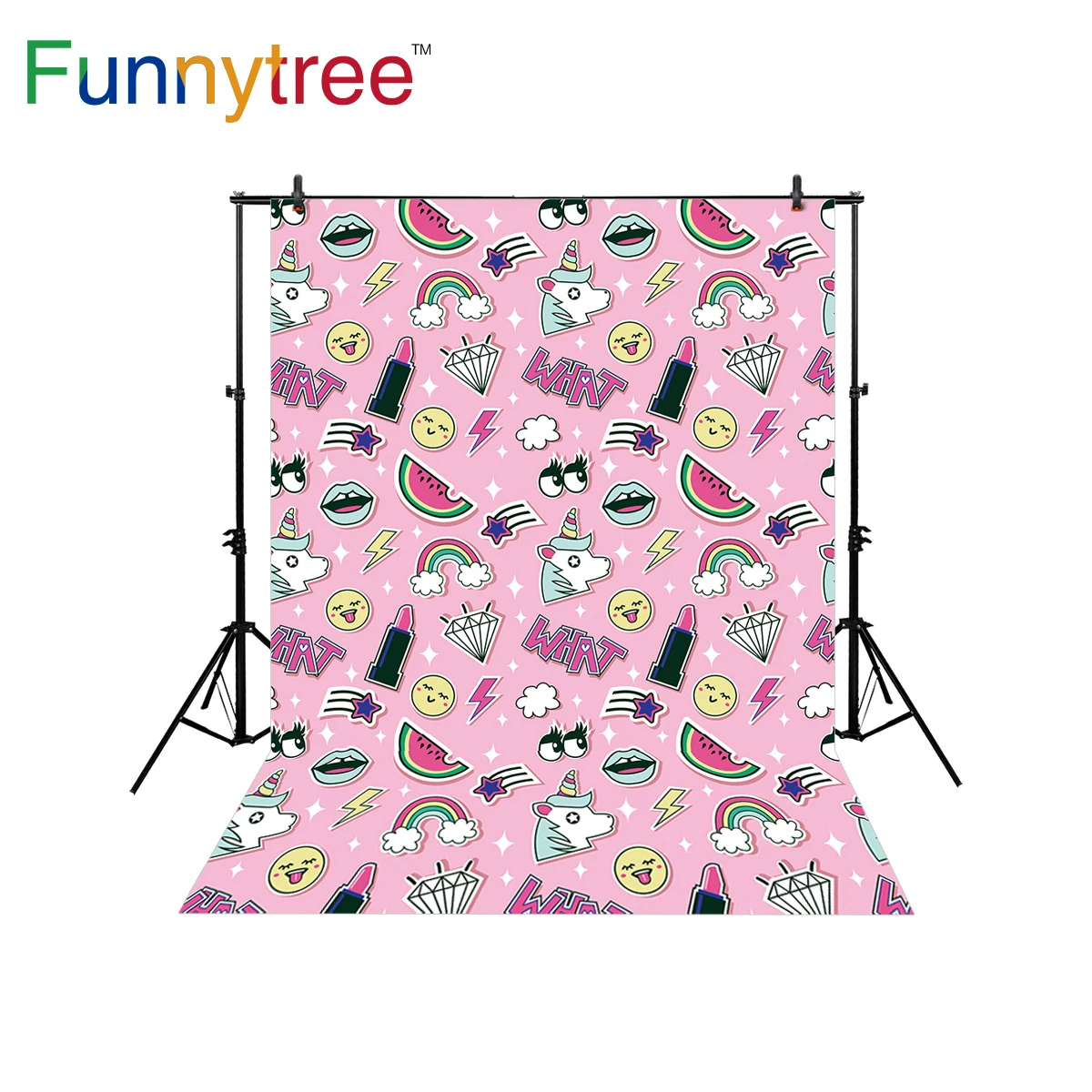 Фон Funnytree для фотостудии Розовый Единорог мультфильм повторение Радуга