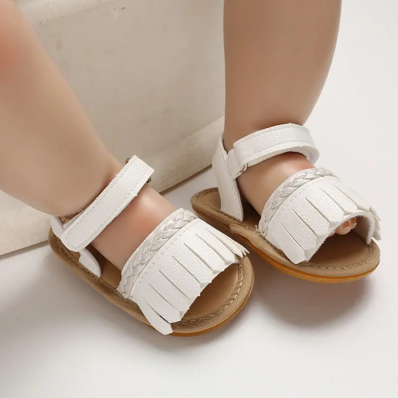 

Summer Infant Baby Girl Boy Leather Sandals Solid Tassels Soft Sole Shoes Newborn Unisex Baby Flat Sole Summer Sandals