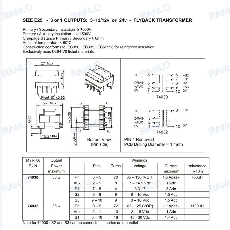 E25 74030 74032 flyback трансформатор 5 + pin вертикальный | Обустройство дома